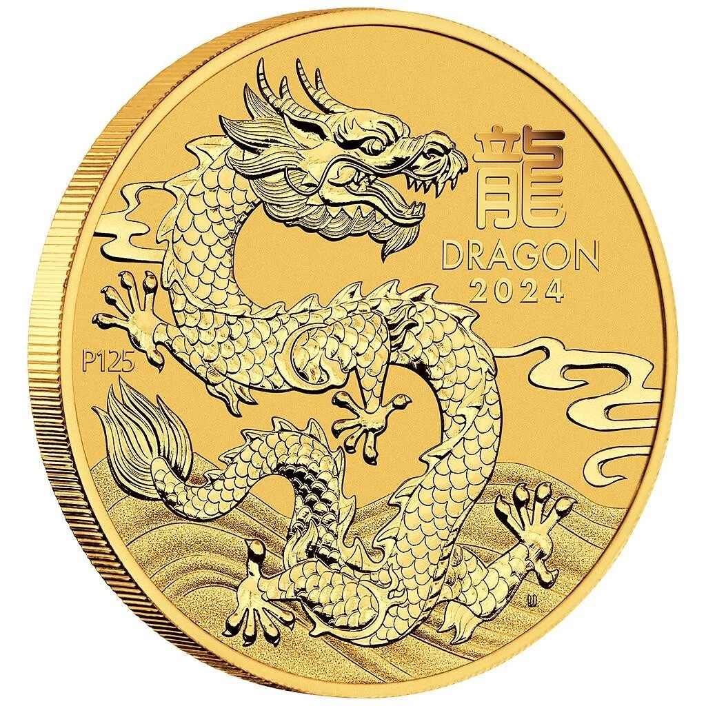 1/20 oz Goldmünze Jahr des Drachen 2024 – Australien Lunar III – 5 AUD – 999,9 Feingold