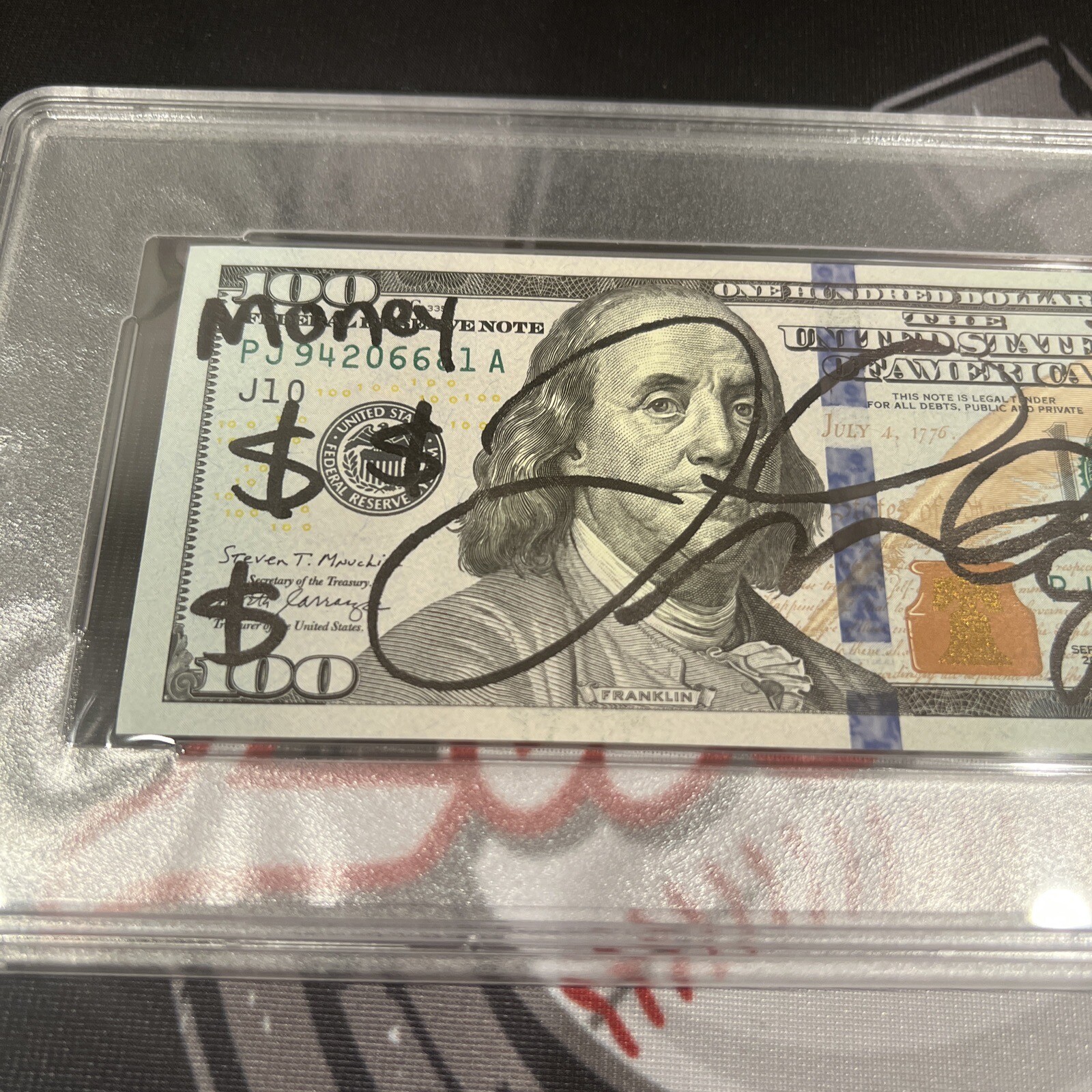 Floyd Mayweather Jr. Signed $100 Bill US Currency x4 Inscription PSA Auth Auto C view 2