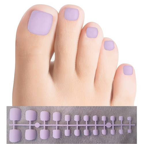 TOE TIPS *MATTE LAVENDER MIST* Full Cover Purple 24 Nail Tips Press On Glue Set! - 第 1/3 張圖片