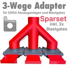 W-Adapter inkl. 3x Blastgate SPARSET DN50 Absauganlage Absperrschieber Blastgate