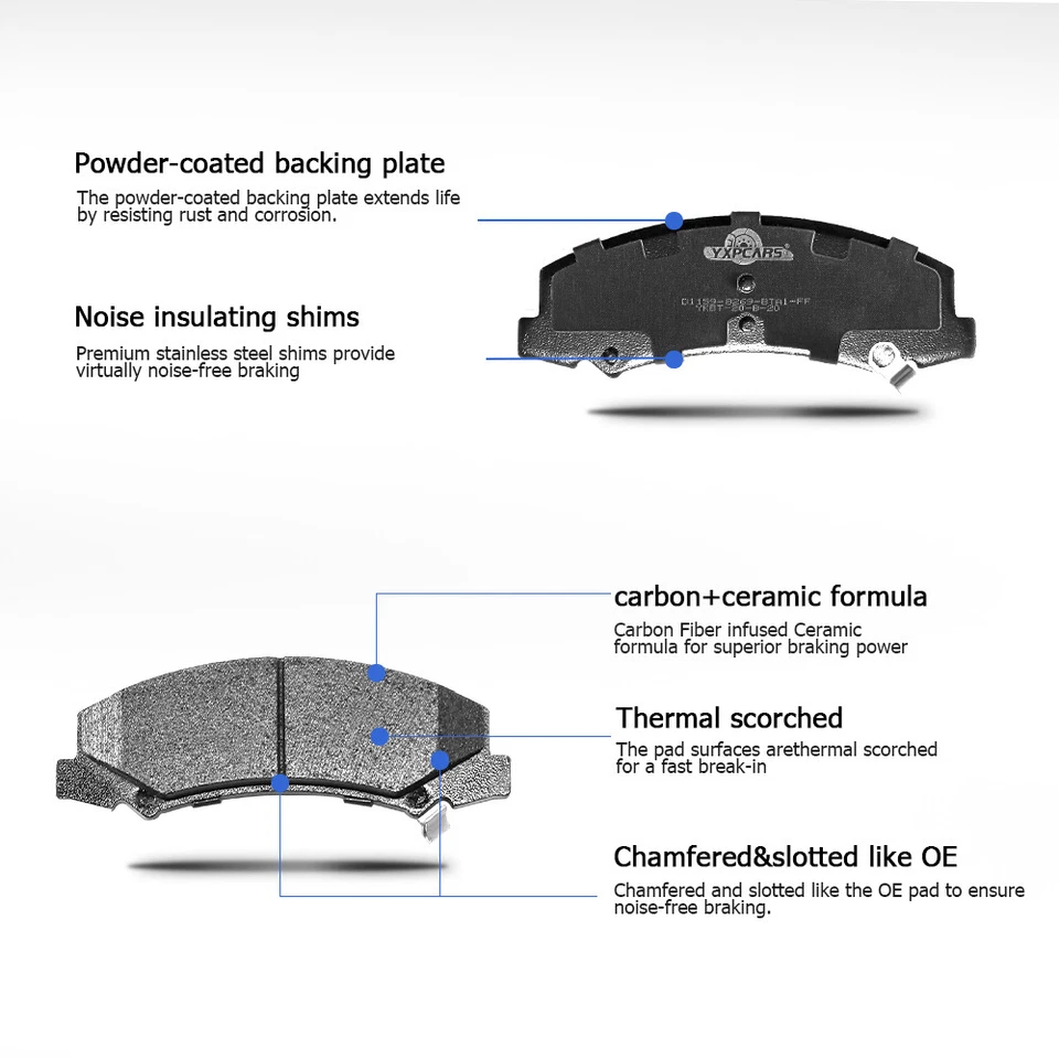 Керамические передние и задние дисковые тормозные колодки для Chevrolet Impala Limited 2010 - 2016 годов выпуска - Изображение 3 из 4