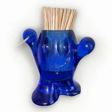 Vintage Koziol Toothpick Holder Blue Acrylic Original Pic’Nix Germany 2001