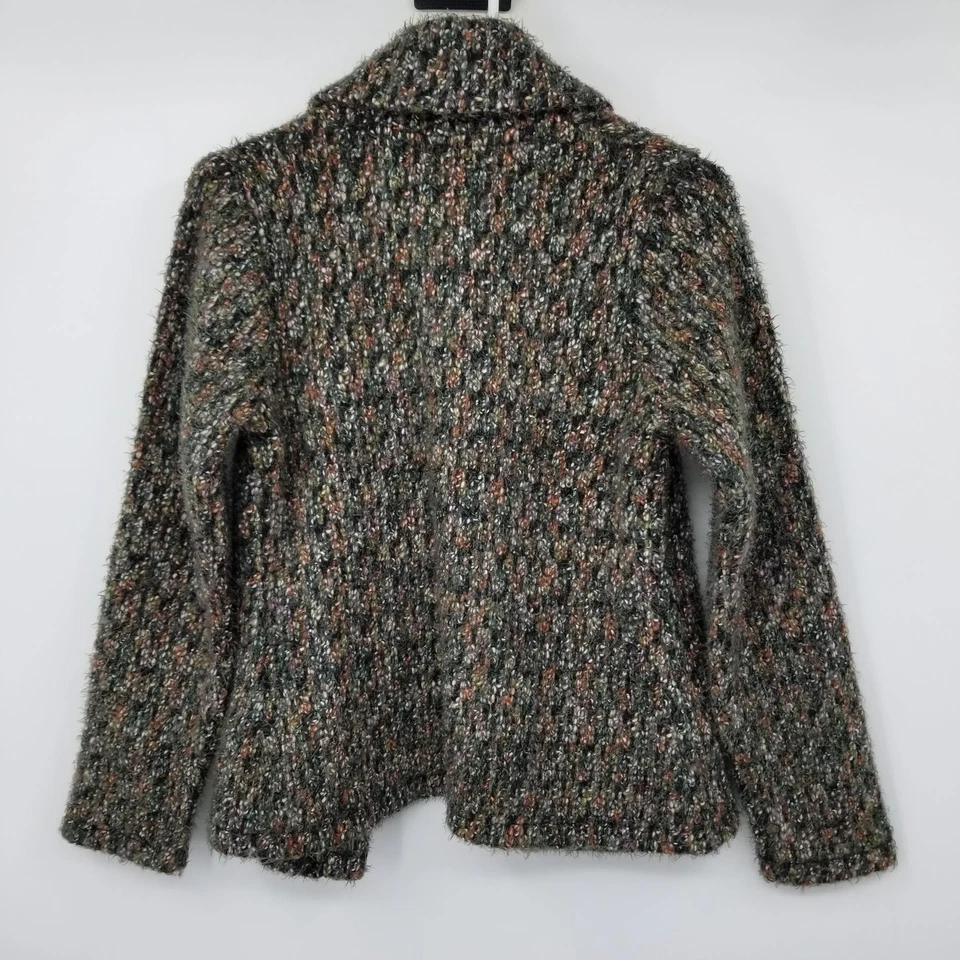 Cárdigan Suéter Pequeño Preppy Academia Tweeds Mezcla de Lana Mantón Cuello Para Mujer Foto 3 de 4