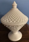 Vintage Westmoreland Lidded Candy Dish English Hobnail Milk Glass 8”
