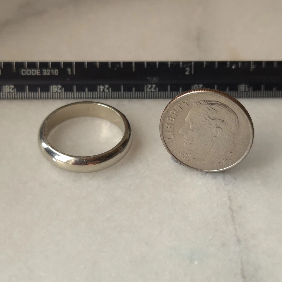 Alianza de boda gruesa de oro blanco macizo de 14K - tamaño 5 - 4 mm de ancho, 2 mm de profundidad | 3,46 g Foto 2 de 4