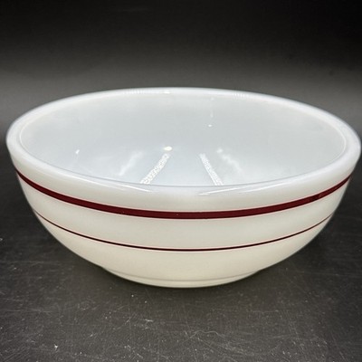 (1)  Vintage Pyrex Tableware By Corning Bowl 705-16 Milkglass w/ Burgundy Stripe