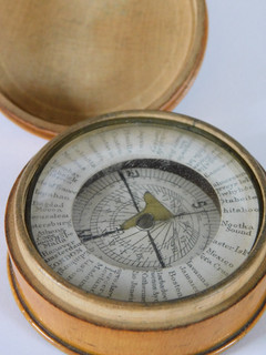 c1860 ANTIQUE PANTOCHROMOMETER COMPASS & SUNDIAL & TREEN BOX