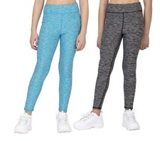 FILA Blue & Black Sz Large (14/16) Stretchy Reversible LOGO Leggings NEW NWT