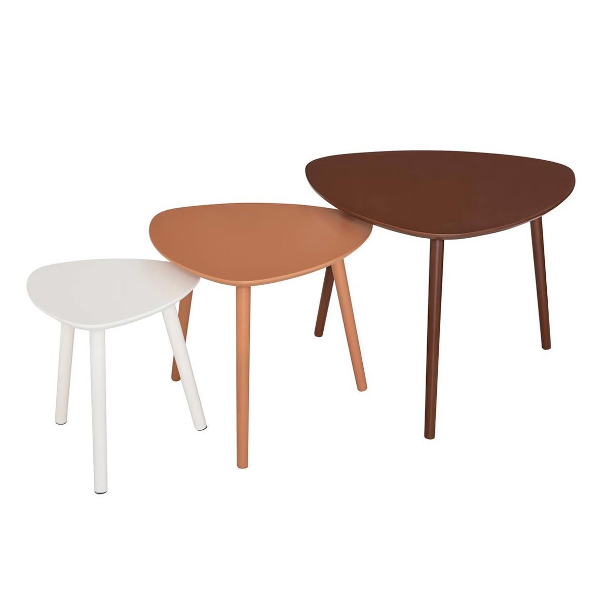 Tables à café gigognes Mileo brun 60cm, la solution gain de place salon