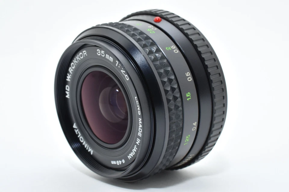 [Excelente COMO NUEVO con Capucha] Lente MF Gran Angular MINOLTA MD W.ROKKOR 35mm f2.8 de JAPÓN Foto 2 de 4