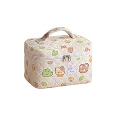 Large Quilted Makeup Bag for Women Pastel Animal Cosmetic Case Travel Toiletr...