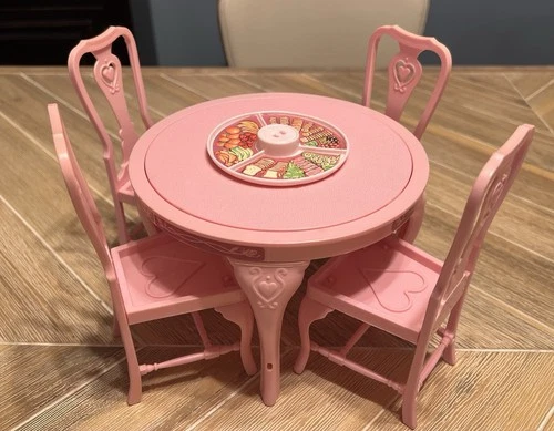 Vintage Barbie 1984 Sweet Roses Dining Table 4 Chairs Set Lot Mattel