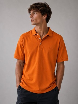HUGO BOSS Polo Shirt Herren orange Größe M Original Baumwolle