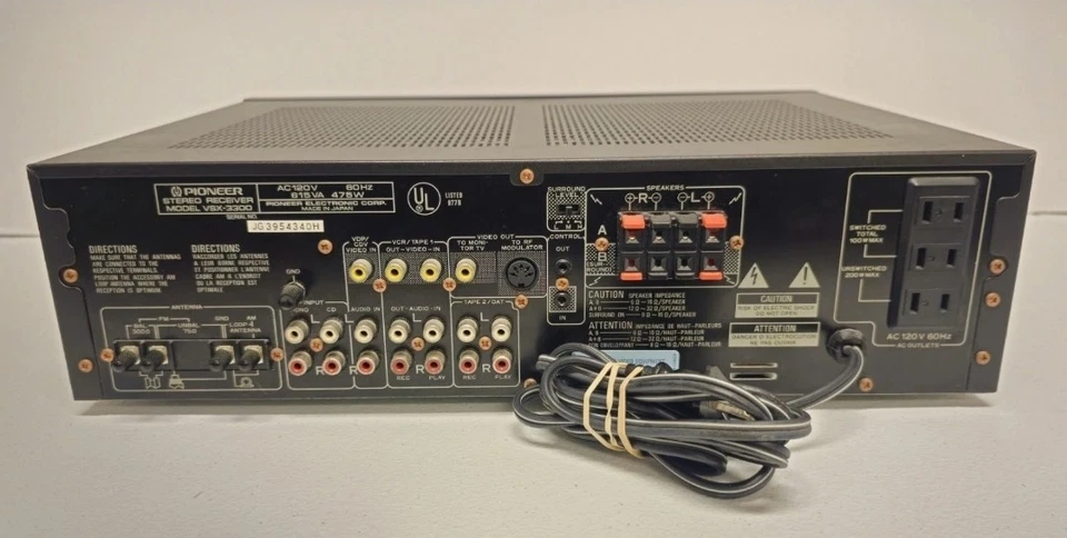 Pioneer VSX-3300 Surround Graphic Equalizer AM/FM Stereo A/V Receiver 475W - Image 2 of 2