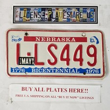1976 NEBRASKA LICENSE PLATE 🔥FREE📬🔥 1 LS449 ~ VINTAGE BICENTENNIAL 1983 TAG