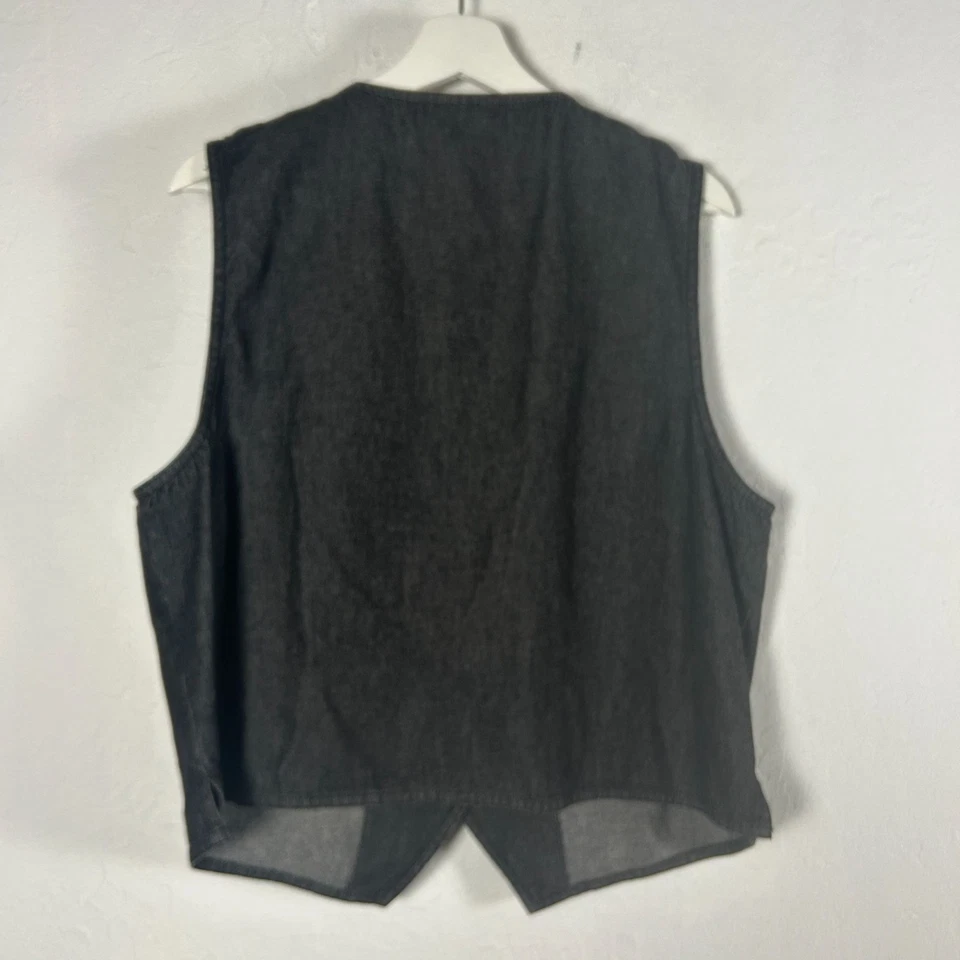 Quacker Factory Womens Black Halloween Trick or Treat Jean Vest Jacket Patchwork - Image 2 of 4