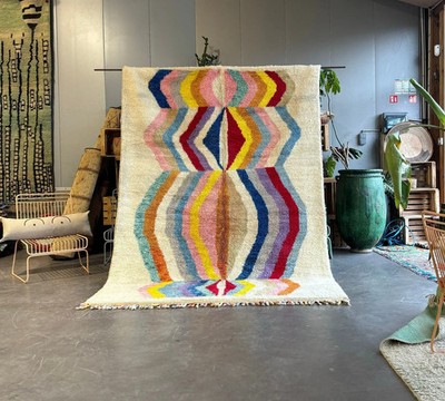 Luxury Moroccan Berber Wool Rug Color Multicolor Handmade Design Carpet Rug