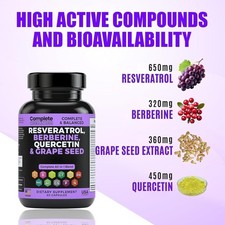 Resveratrol Grape Seed Berberine Quercetin Polyphenols: Antioxidant Boost Immune