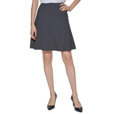 Calvin Klein Womens Skirt Panel Flare Knee Length Stretch Charcoal Gray 2 NEW
