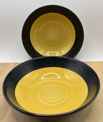 Port of Call SAKURA Tide Yellow Soup Bowl Stoneware 7-1/2  Diameter Lot Of Two
