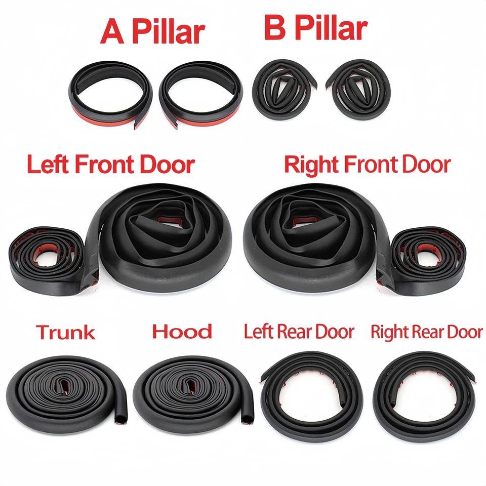 Door Edge Rubber Seal Strip Weather Draft Wind Noise Reduction k For Volvo S60 - Image 3 of 4