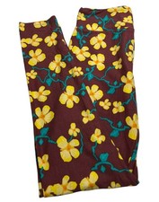 LuLaRoe Leggings OS One Size FALL Autumn Floral MAUVE Brown Abstract Stretch Fit