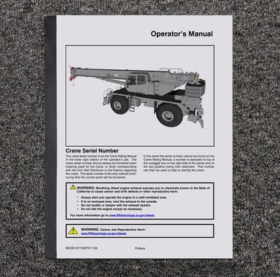 Link-Belt 100RT XP Crane Owner Operator User Guide Manual 1371