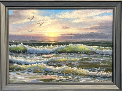 Sea and Sun Oil Painting Hndmade Unique 30x42cm 2025 New