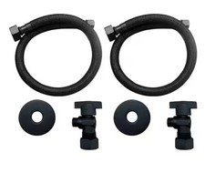  2 Pcs 20   Matte Black Faucet Supply Line Connector Kit 1/2" FIP X 3/8"OD Comp