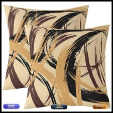 Feelyou Brown Black Stripes Abstract Throw Pillow Covers Set of 2 16x16-Inch