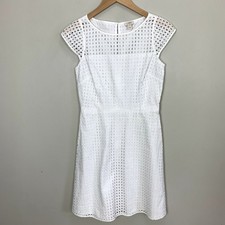 J Crew White Eyelet Lace Fit & Flare Dress 0 XS Extra Small