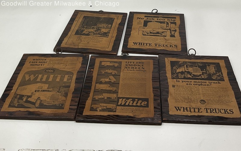 The White Company Vintage Set Of 5 Wall Decor Truck Advertisements