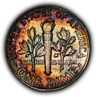 1959 10c Silver Roosevelt Dime - Rainbow Crescent Toning - BU - SKU-Z6370