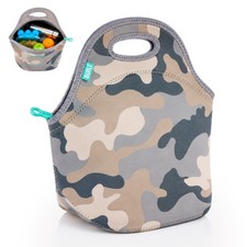 Built Gourmet Getaway Neoprene Lunch Tote - Insulated Reusable Bag, Grey Camo