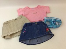 Build A Bear Clothing Jean Flowered Skirt Khaki Cutoff Skirt Pink Shirt Panties