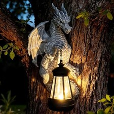 Garden Statues Tree Hugger Dragon - Halloween Dragon Statue Solar Lights dragon