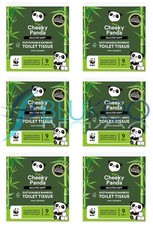 Rollos de papel higiénico de bambú acolchados de lujo Cheeky Panda - 9 rollos (paquete de 6)