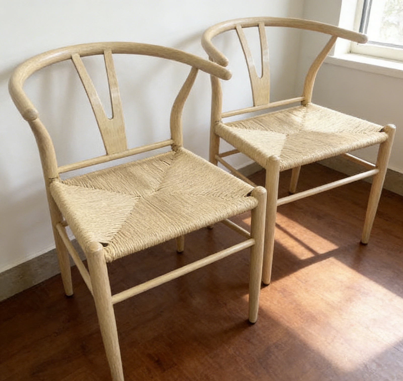 Set of 2 Modern Industrial Wishbone Chairs, Durable Steel Di
