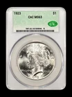 1923 P CACG MS63 Peace Silver Dollar $1 US Mint 1923-P MS-63 Blast White CAC