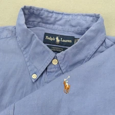 Ralph Lauren Yarmouth Oxford Shirt Mens 16½-34 Blue LS Button Down Flesh Pony