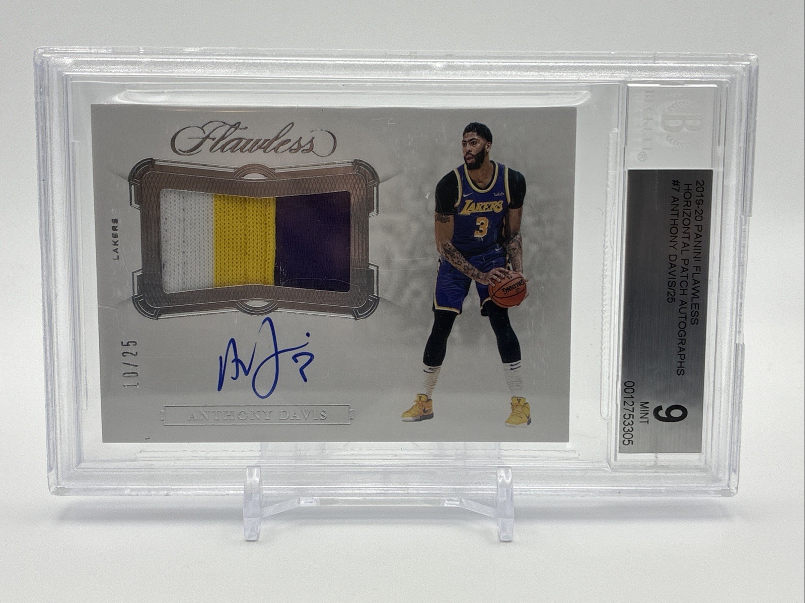 2019-20 Panini Flawless Anthony Davis 3 Color Patch Jersey AUTO /25 Lakers