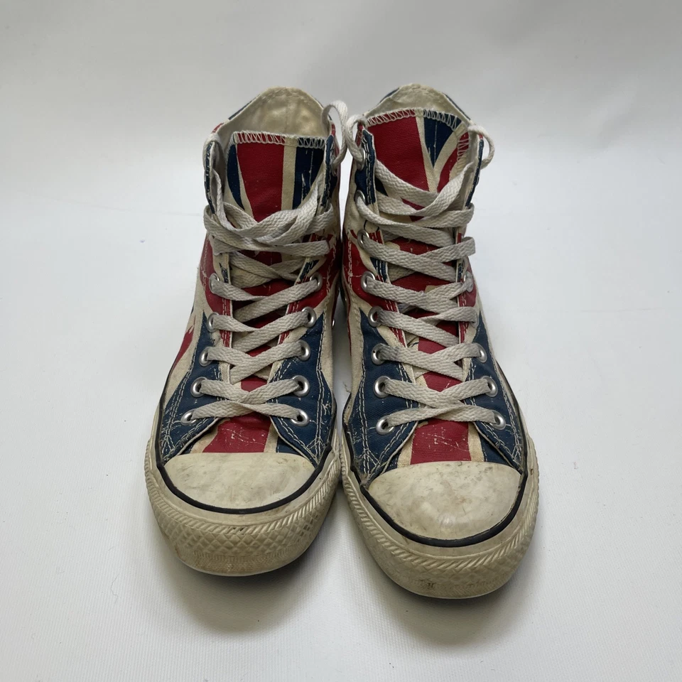 Y2K Converse Chuck Taylor Distressed Union Jack Red White Blue Wom Sz 8.5 US ** - Image 4 of 4