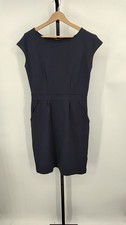 Quince Women Ultra-Stretch Ponte Cap Sleeve Dress Navy M