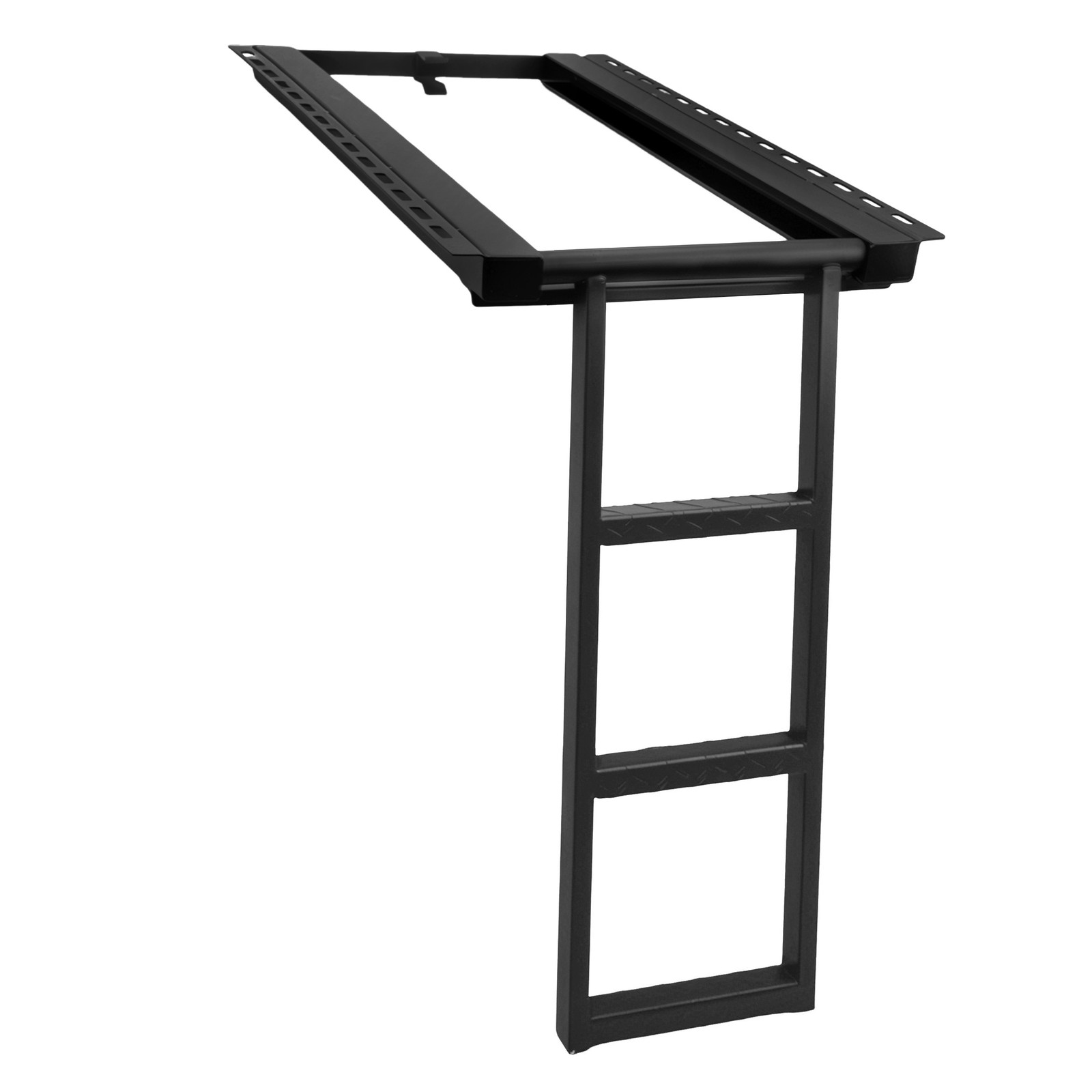 Black 3-Rung Retractable Truck Bed Ladder, Heavy Duty Truck Bed Ladder for Truck