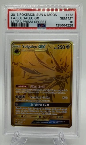 PSA 10 Solgaleo GX 173/156 Gold Secret Rare Ultra Prism 2018 Pokémon GEM MINT