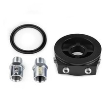 Oil Sandwich Plate Oil Filter Adapter - Universal Aluminum Black - Aluminum