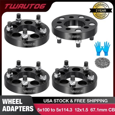 4PC 1'' 5x100 to 5x114.3/5x4.5 Wheel Spacers Adapters For Toyota Corolla Chrysler