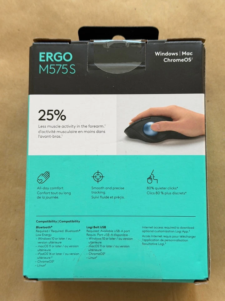 NEW LOGITECH ERGO M575S WIRELESS TRACKBALL COLOR: BLACK 910-007026 FAST SHIPPING - Image 2 of 4