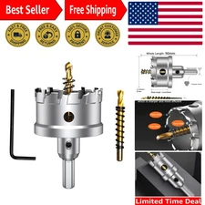 Tungsten Carbide Tipped Hole Saw Drill Bit for Hard Metal, 2-1/4 Inch T.C.T H...