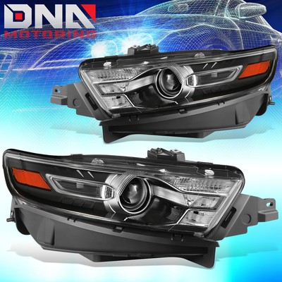 For 2013-2019 Ford Taurus Black Housing Amber Corner Projector Headlight Pair